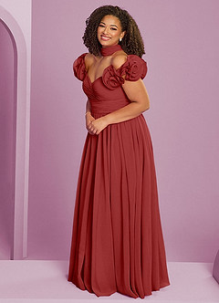 Barbie ♥ Azazie Bridesmaid Dresses Rust A-Line Off the Shoulder Chiffon Convertible Dress image14