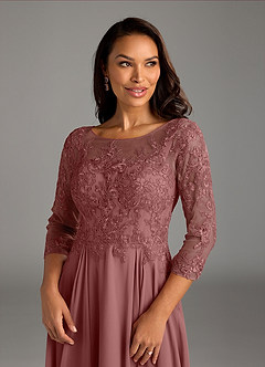 Azazie Marge Mother of the Bride Dresses Desert Rose A-Line Scoop Lace Chiffon Dress image5