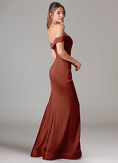 Azazie Everly Bridesmaid Dresses Auburn Mermaid Off the Shoulder Stretch Satin Convertible Dress image4