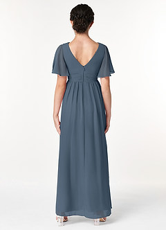 Azazie Temeka Junior Neptune A-Line Pleated Chiffon Dress image2