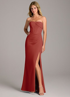 Azazie Chantel Bridesmaid Dresses Terracotta Sheath Strapless Chiffon Convertible Dress image3