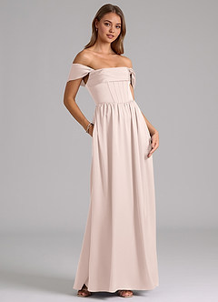 Azazie Hattie Bridesmaid Dresses Blushing Pink A-Line Corset Stretch Satin Dress image4