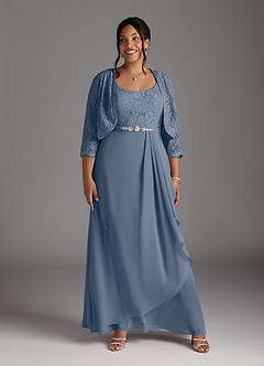 Azazie Ainsling Mère de la mariée Robes Robe Trapèze en Mousseline de soie Dentelle à encolure carrée Violet Crépusculaire image12