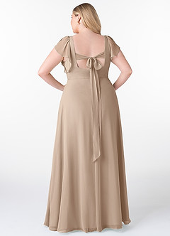 Azazie Syenna Bridesmaid Dresses Taupe A-Line Ruched Chiffon Dress image7