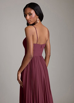 Azazie Akiko Abiti da Damigella Abito A-Line in Chiffon Scollo a Cuore Cabernet image6