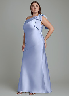 Azazie Yuanna Bridesmaid Dresses Ice Mermaid One Shoulder Stretch Satin Dress image12