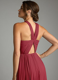 Azazie Afra Abiti da Damigella Abito A-Line in Chiffon Plissettato Melograno image6