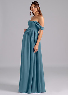 Azazie Saige Suknie dla druhen ciążowych Linia A Pofałdowany Szyfon Długość podłogi Sukienka image5