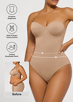 front X-förmiger Shapewear-Body mit Bauchkontrolle (abnehmbare Träger)