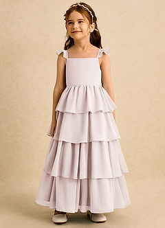 Azazie Boba vestidos de niña de las flores Vestido de Pétalo De Rosa de Gasa de Corte En A con Escote Cuadrado image4