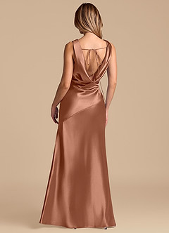 Azazie Rylina Brautjungfernkleider Meerjungfrau-Linie Metallischer Satin Kleid Bronzer image6