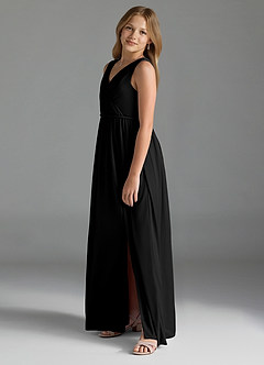 Azazie Tanicia Junior Black A-Line Mesh Dress image2