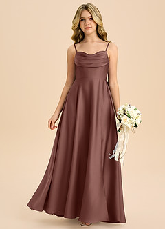 Azazie Bear Junior Espresso A-Line Sweetheart Neckline Stretch Satin Dress image3