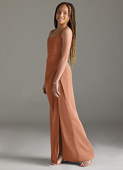 Azazie Mero Junior Bronzer Mermaid Pleated Stretch Satin Dress image4