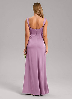 Azazie Frostine Bridesmaid Dresses Wisteria A-Line Bow Stretch Satin Dress image2