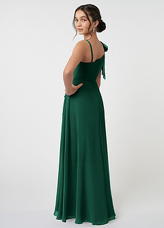 Azazie Aidy Junior Emerald A-Line Bow Chiffon Dress image4