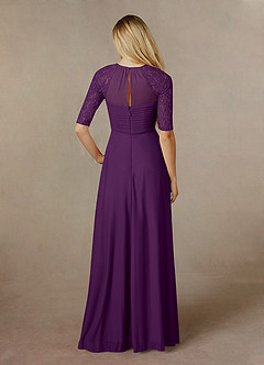 Azazie Raelyn Mother of the Bride Dresses Grape A-Line Lace Mesh Dress image2