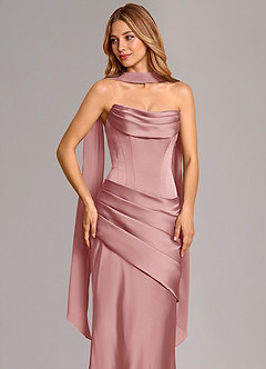 Azazie Pelagia Suknie dla druhen Syrena Gorset Satyna elastyczna Do ziemi Sukienka image5