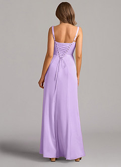 Azazie Amaris Robes de demoiselle d'honneur Robe Trapèze en Satin extensible Corset Lilas image3