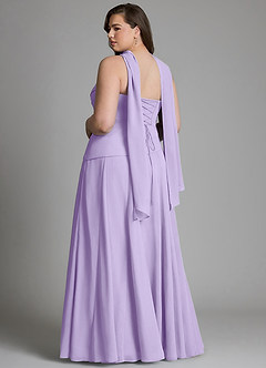 Azazie Gabriela Robes de demoiselle d'honneur Robe Trapèze en Mousseline de soie Corset Lilas image14