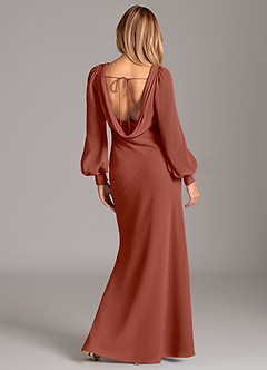 Azazie Rylina Bridesmaid Dresses Auburn Mermaid Long Sleeve Chiffon Dress image6