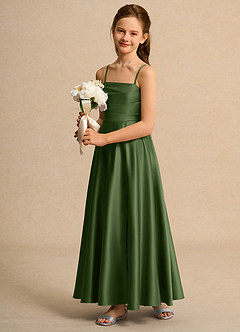 Azazie Pebbles Junior Formal Flower Girl Klänningar Klä A-Line i Matt satäng Plisserad image5