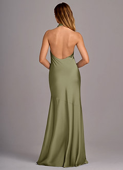 Azazie Lorena Bridesmaid Dresses Pistachio Mermaid Pleated Stretch Satin Dress image2