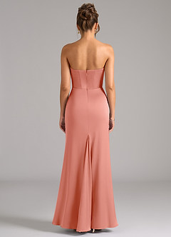 Azazie Debby Robes de demoiselle d'honneur Robe Sirène Convertible en Satin extensible Sans bretelle Corail image7