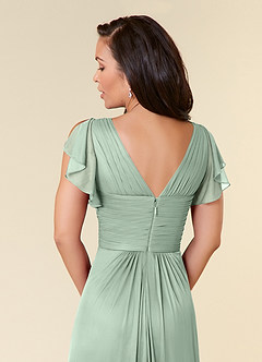 Azazie Reneya Mother of the Bride Dresses Agave A-Line Pleated Mesh Dress image6