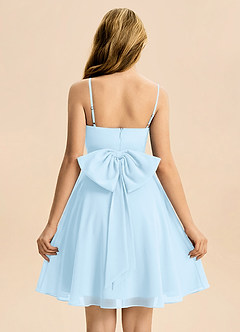 Azazie Bear Junior Abito A-Line in Chiffon Plissettato Azzurro image2