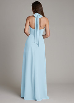 Azazie Myra Brudtärnklänningar Klä av A-Linje i Chiffong Hög hals Himmelsblå image2