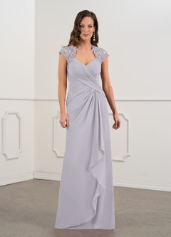 Azazie Birdie Mother of the Bride Dresses Fog A-Line Queen Anne Sequins Chiffon Dress image11