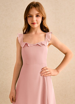 Azazie Chip Girls Formal Flower Girl Dresses Rosette A-Line Sleeveless Chiffon Dress image6