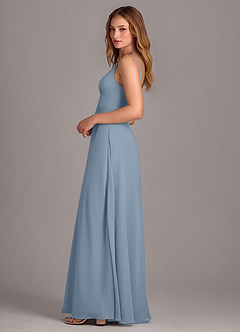 Azazie Amina Final Sale Dusty Blue A-Line Chiffon Dress image4