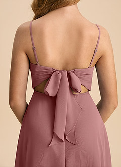 Azazie Shale Junior Desert Rose A-Line Bow Chiffon Dress image7