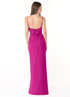 Azazie Mai Bridesmaid Dresses Fuchsia Sheath Pleated Chiffon Dress image2