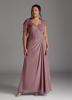 Azazie Junie Abiti per la Madre della Sposa Abito A-Line in Chiffon Pizzo Rosa Polverosa image7