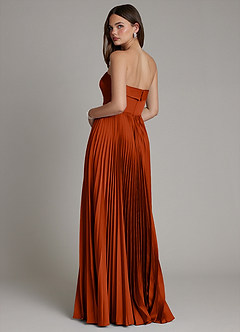 Azazie Mariana Brautjungfernkleider Eine Linie Plissee Stretch-Satin Kleid Paprika image3