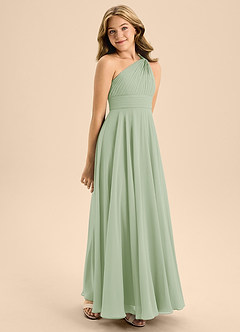 Azazie Charlize Junior Dusty Sage A-Line Pleated Chiffon Dress image5