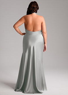 Azazie Lorena Bridesmaid Dresses Silver Mermaid Pleated Stretch Satin Dress image8