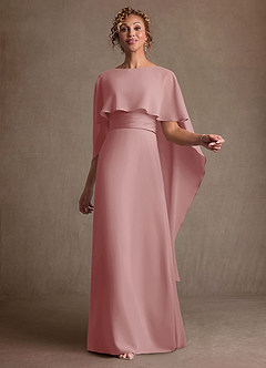 Azazie Marilla Vestidos para mãe da noiva Vestido Rosa Empoeirada de Chiffon de Linha A com Plissado image1