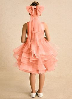Azazie Tinie Blumenmädchenkleider Ballkleid Schleifen Tüll Kleid Sonnenuntergang image6