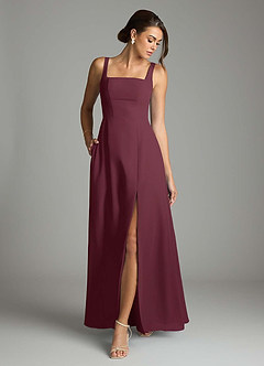 Azazie Debra Bridesmaid Dresses Cabernet A-Line with Pockets Chiffon Convertible Dress image4