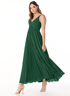 Azazie Raychelle Abiti da Damigella Abito A-Line in Chiffon con Scollo a V Verde Scuro image3