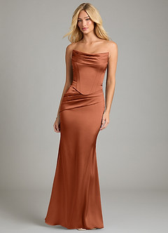 Azazie Sorrel Bridesmaid Dresses Cedar Rose Mermaid Strapless Stretch Satin Convertible Dress image5
