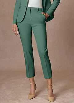 front Whitney Eucalyptus Structured Stretch Cropped Dress Pants