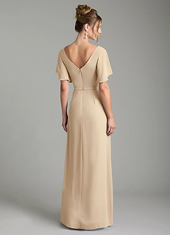 Azazie Ambrosia Robes de demoiselle d'honneur Robe Trapèze en Mousseline de soie Plissée Champagne image6