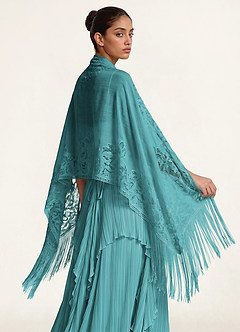 front Azazie Floral Lace Tassel Shawl