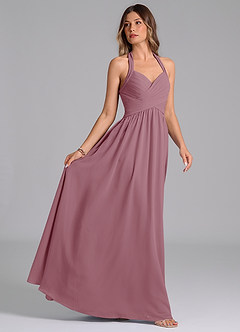 Azazie Darlyn Bridesmaid Dresses Vintage Mauve A-Line Pleated Chiffon Dress image6