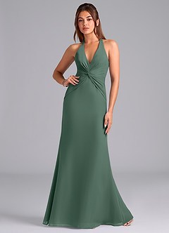 Azazie Valerie Bridesmaid Dresses Sea Moss Mermaid Pleated Chiffon Dress image1